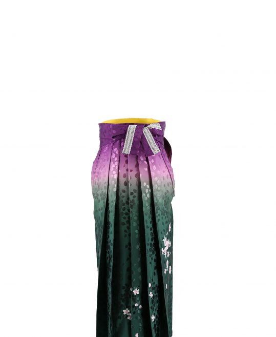 卒業式袴単品レンタル[刺繍]紫×緑ぼかしに桜[身長159-163cm]No.888